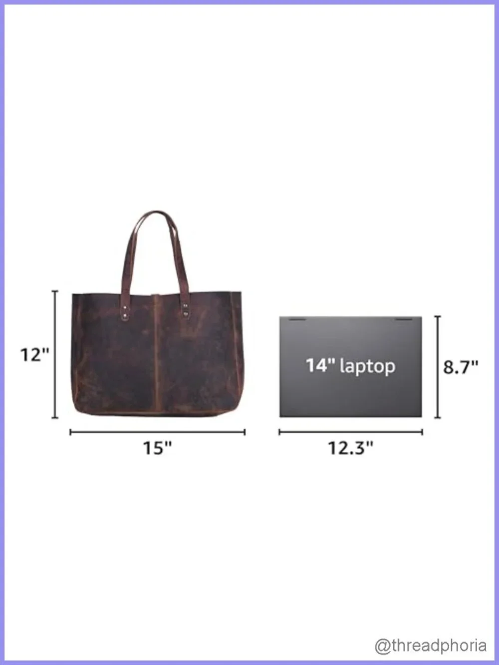 Top Grain Leather Satchel Tote Handbag Travel Shopping Purse